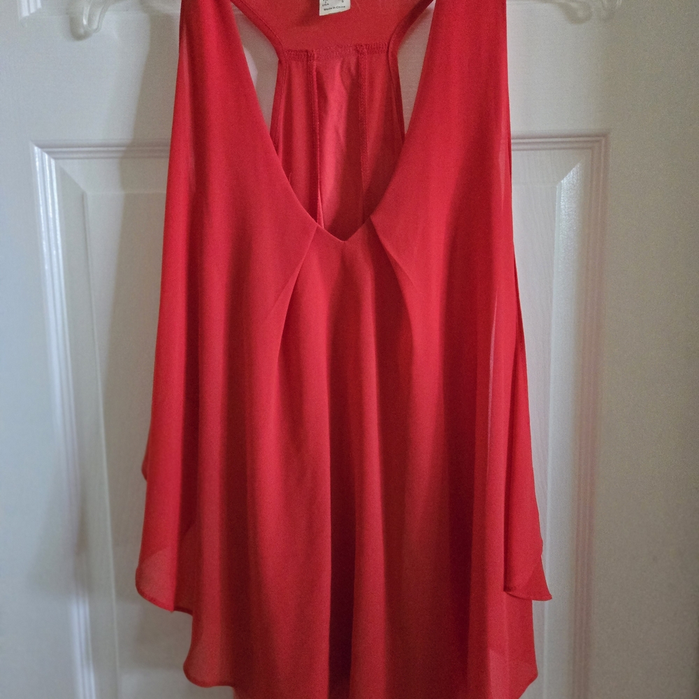 VENUS Red Asymmetrical Backless Tank Top